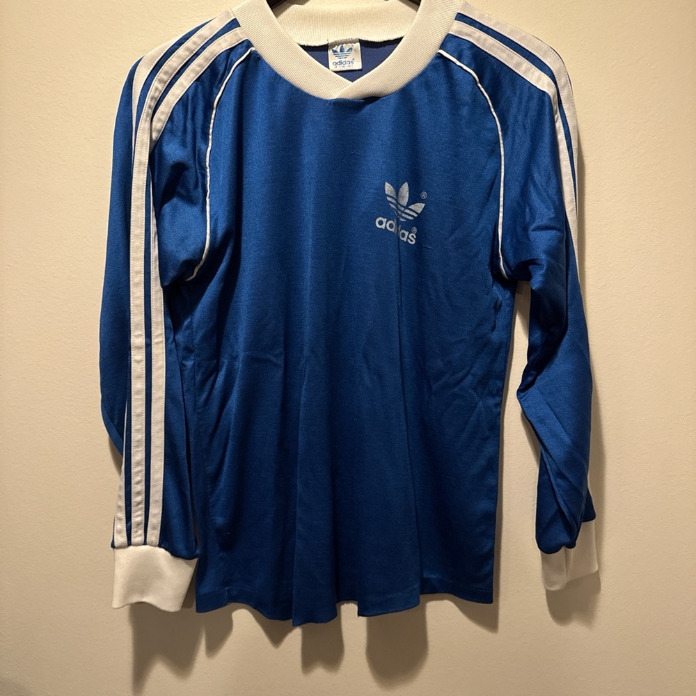 Adidas Royal Blue Long Sleeve Top with White Accents